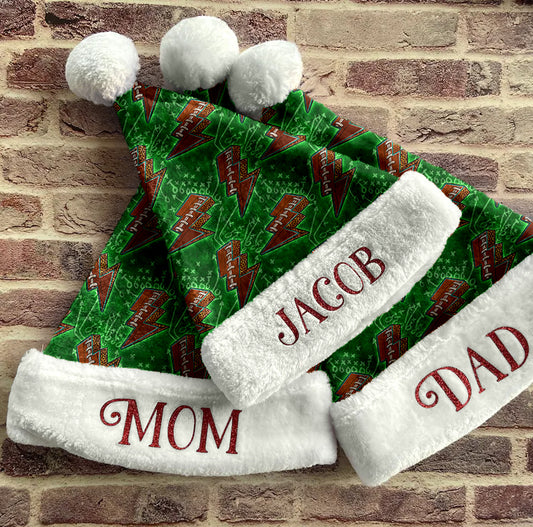 Personalized Lightning Football Santa Hat/Christmas Hat