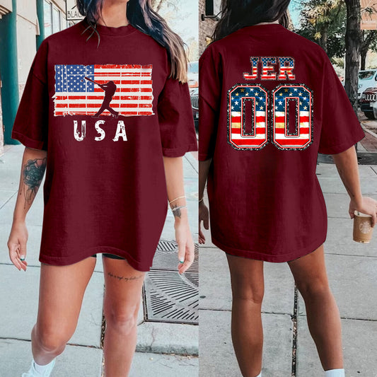 Custom Baseball Flag T-Shirt,Fourth Of July Shirt