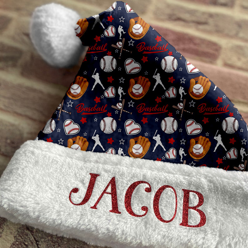 Personalized Baseball Gloves Santa Hat/Christmas Hat