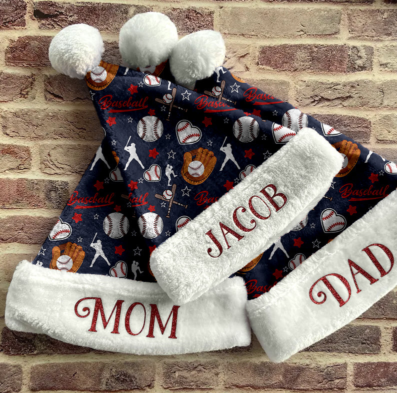 Personalized Baseball Gloves Santa Hat/Christmas Hat