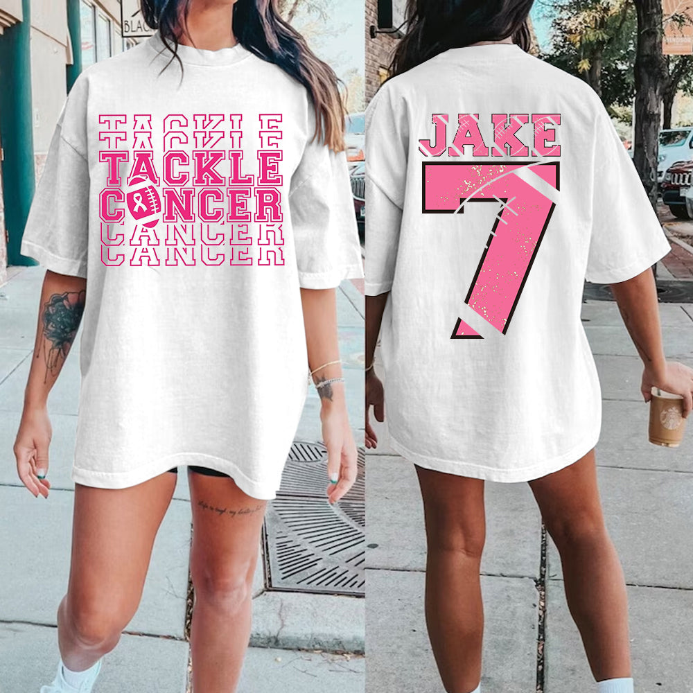 Custom Tackle Breast Cancer Football Print Tee