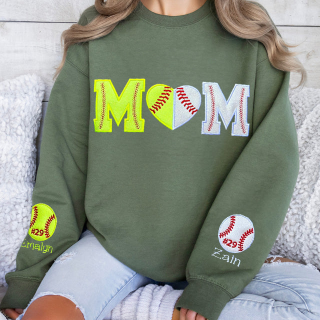 Custom Softball/Baseball Mom Embroidered Sweatshirt