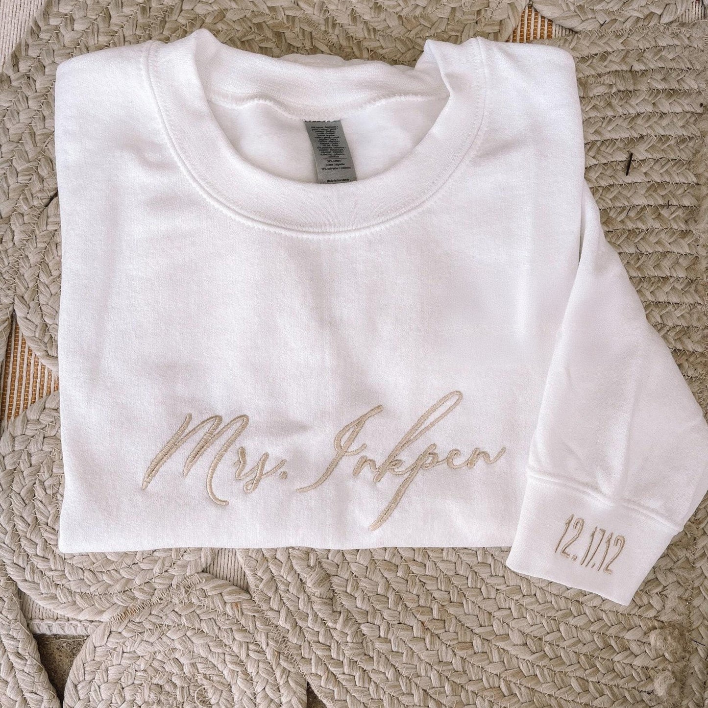 Custom Wife Embroidered Solid Sweatshirt || Wife sweatshirt