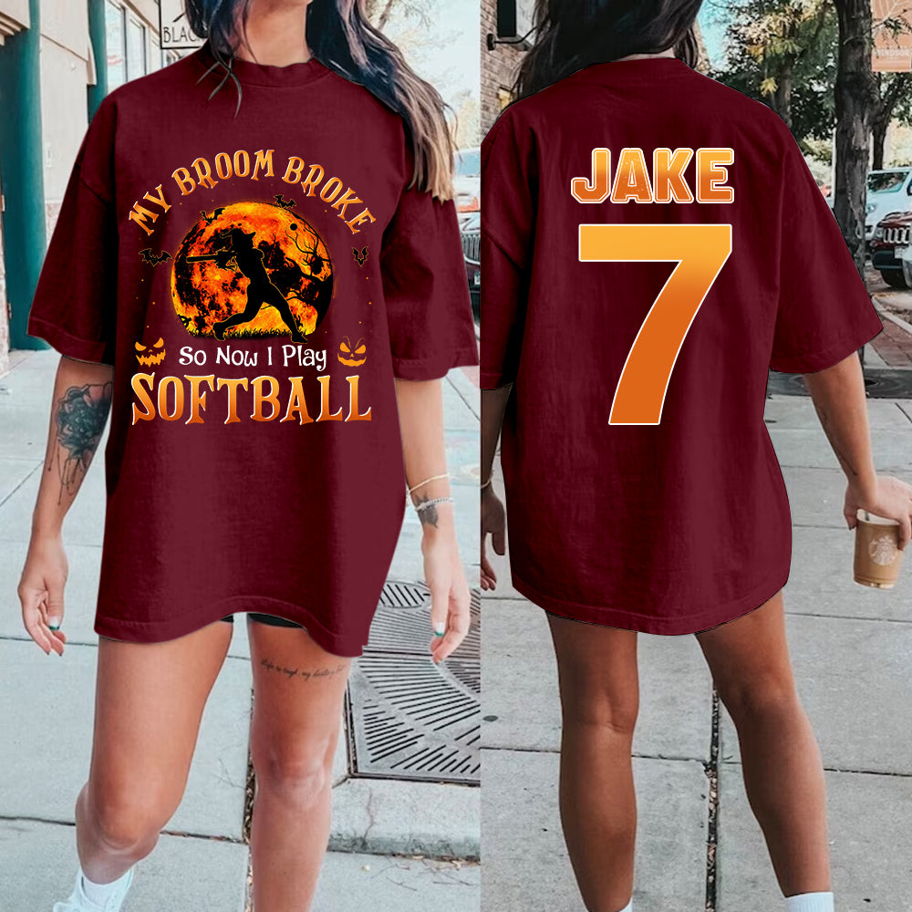 Personalized Halloween Football/Softball Shirt, Halloween Mom Shirt, Custom Football/Softball Girls Shirt