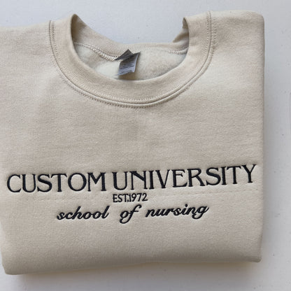 Custom College Embroidered Sweatshirt/Hoodie