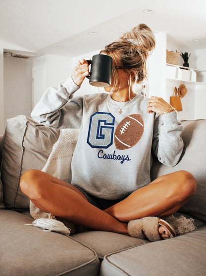 Personalized Glitter Embroidered Football Sweatshirt/Family Sweatshirt