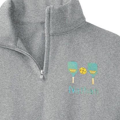 Pickleball Quarter Zip Sweatshirt For Men And Women Custom Embroidered Pullover