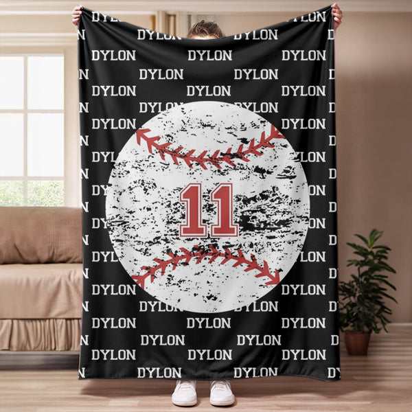 Personalized Baseball Blanket, Gift Idea for Baseball Player