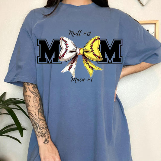 Mom Softball Game Day  Coquette Bow T-shirt