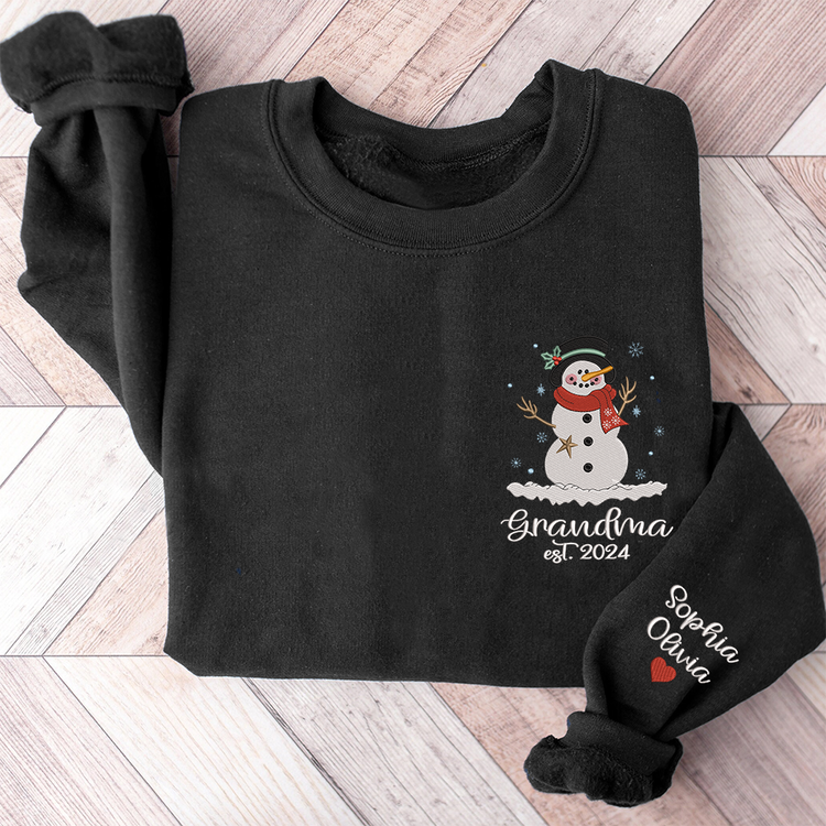 Embroidered Mimi Snow Est Xmas With Grandkids Sweatshirt