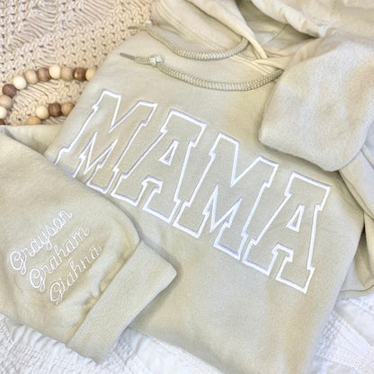 Custom Embroidered Sweatshirt for Mom, Personalized Sleeve Embroidered Sweatshirt, Mama EST Crewneck, Custom Gift for Mom, New Mom Pullover