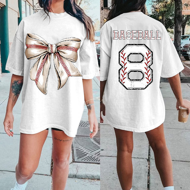 Custom Retro Softball/baseball/basketball/Football Bow Print Shirt