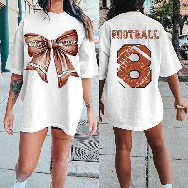 Custom Retro Softball/baseball/basketball/Football Bow Print Shirt