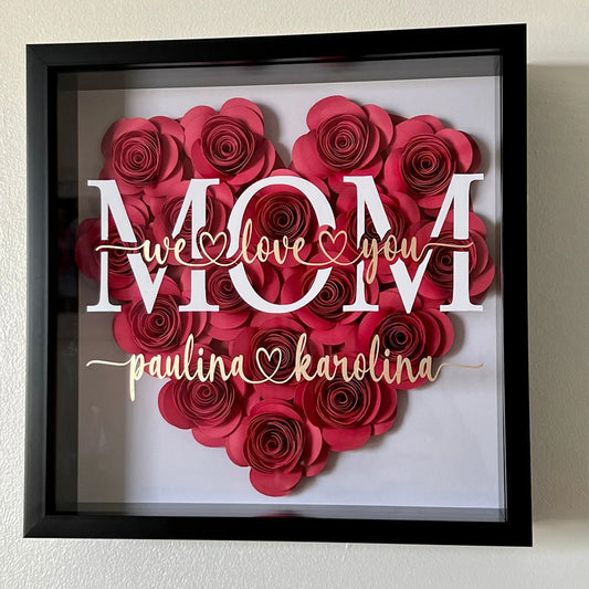 Customized Gift for Mother's Day,Solid Heart Flower Box, Paper Rose Shadow Box