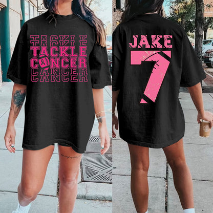 Custom Tackle Breast Cancer Football Print Tee