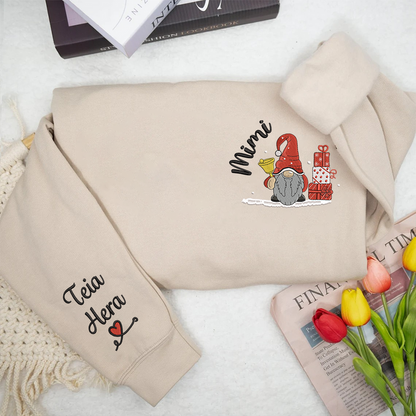 Embroidered Mimi Gnome Xmas With Grandkids Sweatshirt