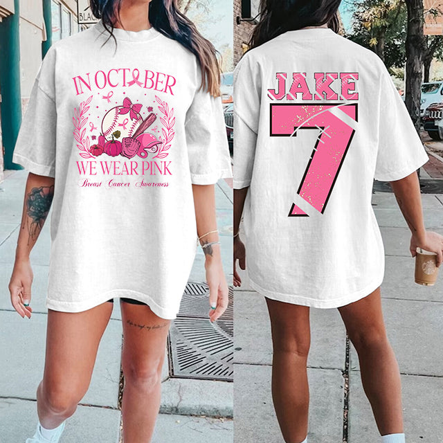 Custom Baseball Breast Cancer Awareness  Print Shirt