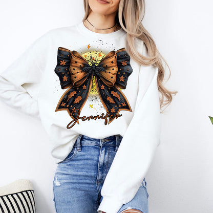 Personalized Halloween Bow Print Sweatshirt