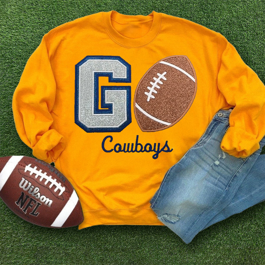 Personalized Glitter Embroidered Football Sweatshirt/Family Sweatshirt