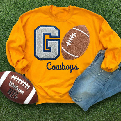 Personalized Glitter Embroidered Football Sweatshirt/Family Sweatshirt