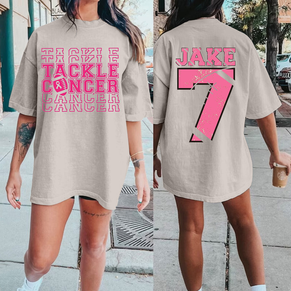 Custom Tackle Breast Cancer Football Print Tee