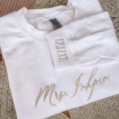 Custom Wife Embroidered Solid Sweatshirt || Wife sweatshirt