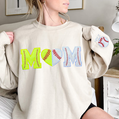 Custom Softball/Baseball Mom Embroidered Sweatshirt