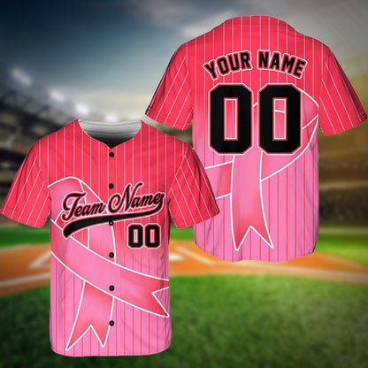 Personalized Breast Cancer Team Name And Number Baseball Jersey