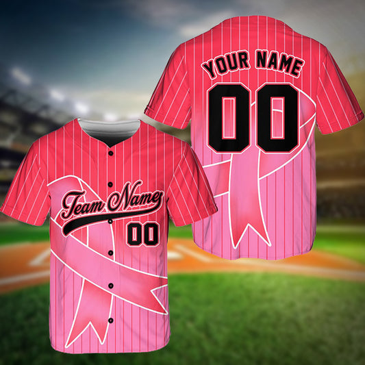 Personalized Breast Cancer Team Name And Number Baseball Jersey