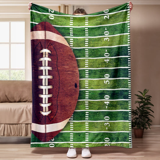 Football Pattern Stripe Custom Name Blanket，Blanket for Boys