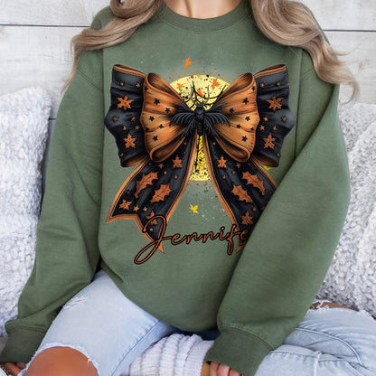 Personalized Halloween Bow Print Sweatshirt