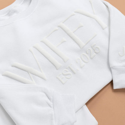 Embossed Wifey Hubby Sets, Wifey Sweatshirt