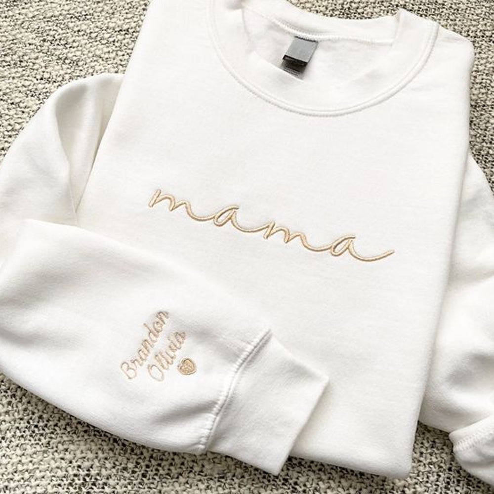 Embroidered Mom Crewneck, Grandmother Sweatshirt with Kids Names, Personalized Embroidered