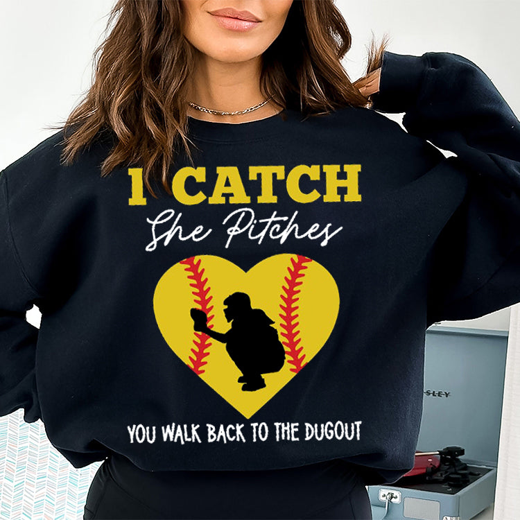 Personalize Softball Hooded Sweatshirt, I Pitch She Catches, She Catches I Pitch