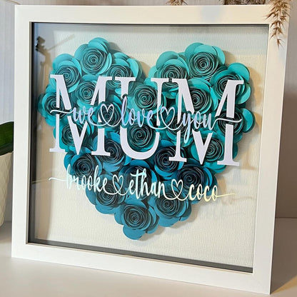 Customized Gift for Mother's Day,Solid Heart Flower Box, Paper Rose Shadow Box