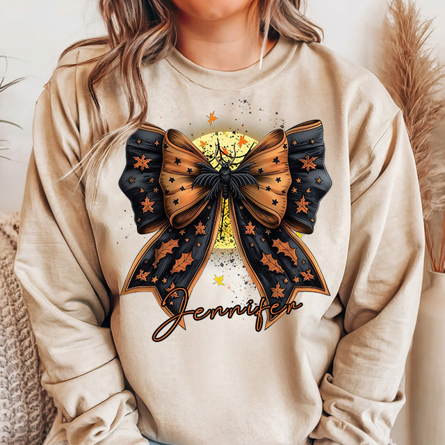 Personalized Halloween Bow Print Sweatshirt