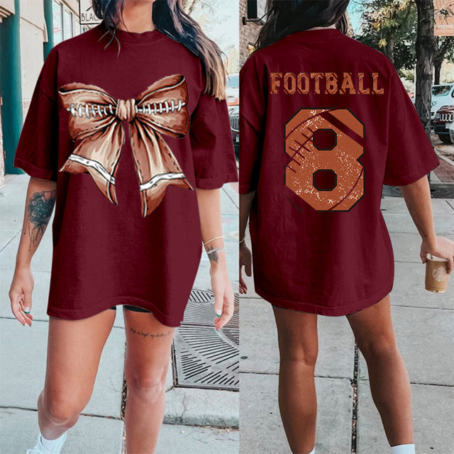 Custom Retro Softball/baseball/basketball/Football Bow Print Shirt