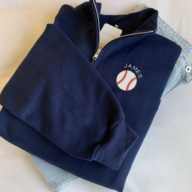 Personalized Baseball Quarter Zip Sweatshirt ，Baseball Team Custom Embroidered