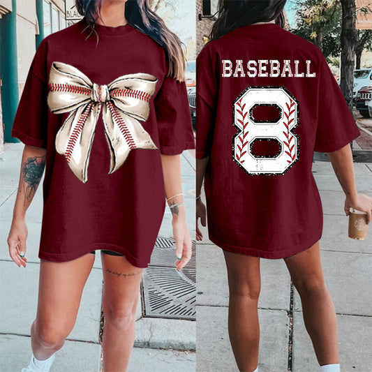 Custom Retro Softball/baseball/basketball/Football Bow Print Shirt