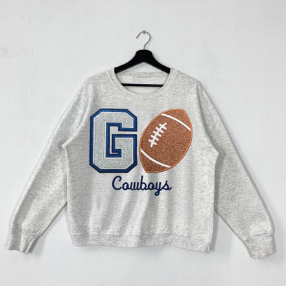 Personalized Glitter Embroidered Football Sweatshirt/Family Sweatshirt
