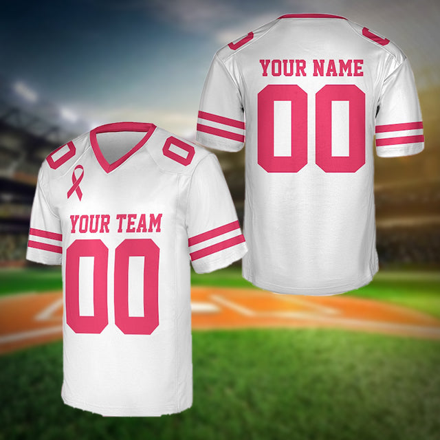 Breast Cancer Football Shirt Personalized Jersey Game Day Outfit For Cancer Survivor Warrior