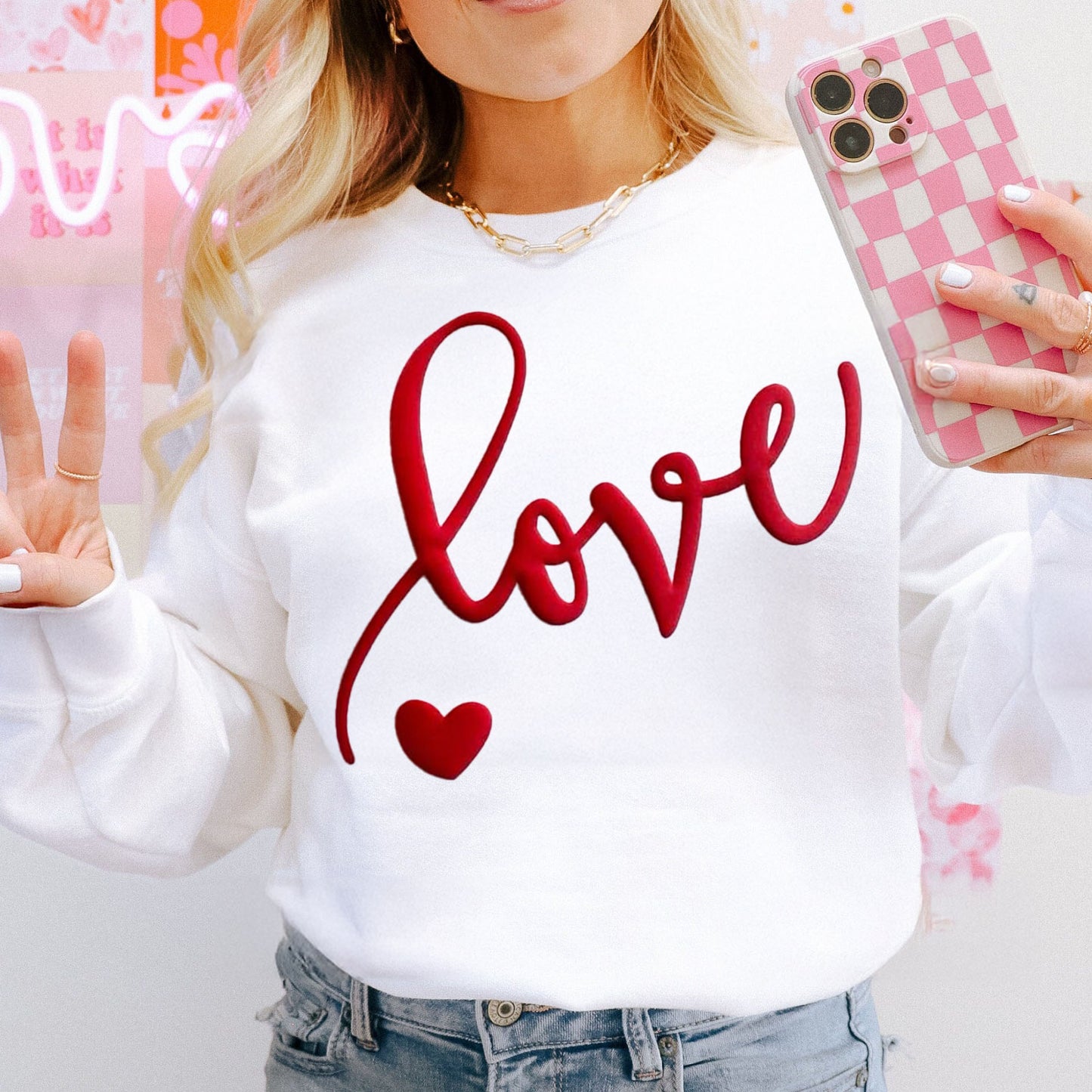 Custom 3D PUFF Embossed Valentine's Day gift，Family Sweatshirt