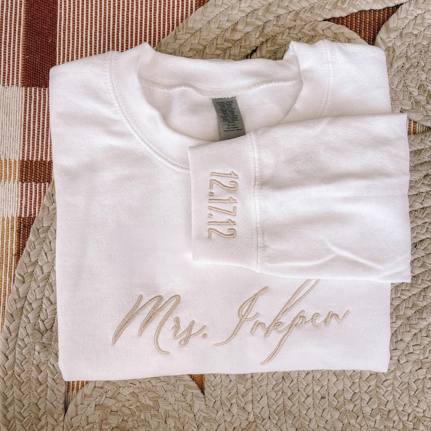 Custom Wife Embroidered Solid Sweatshirt || Wife sweatshirt