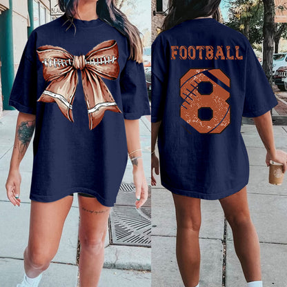 Custom Retro Softball/baseball/basketball/Football Bow Print Shirt