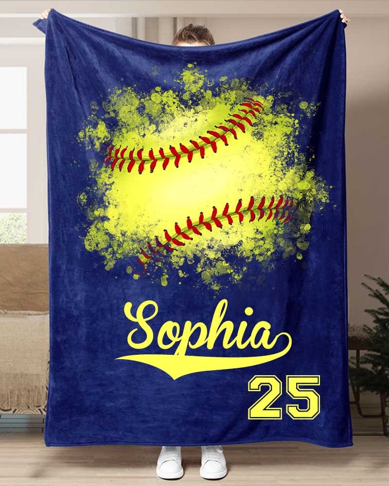 New Custom Softball Name Blanket