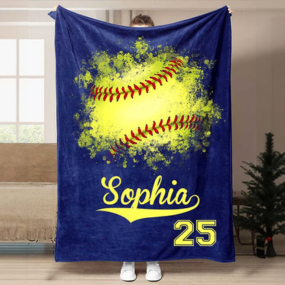 New Custom Softball Name Blanket