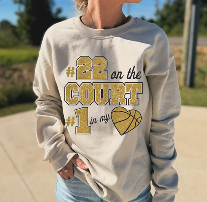 Glitter Football T-Shirt with Player Number, Custom Football Shirts for Mom, Football Girlfriend T-Shirt