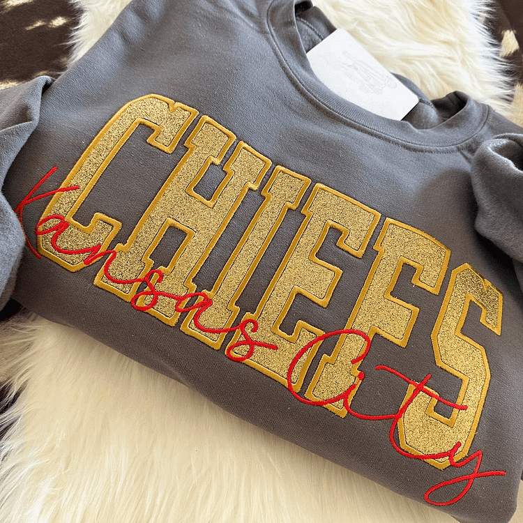 Custom Embroidered Glitter Vinyl Team Sweatshirt