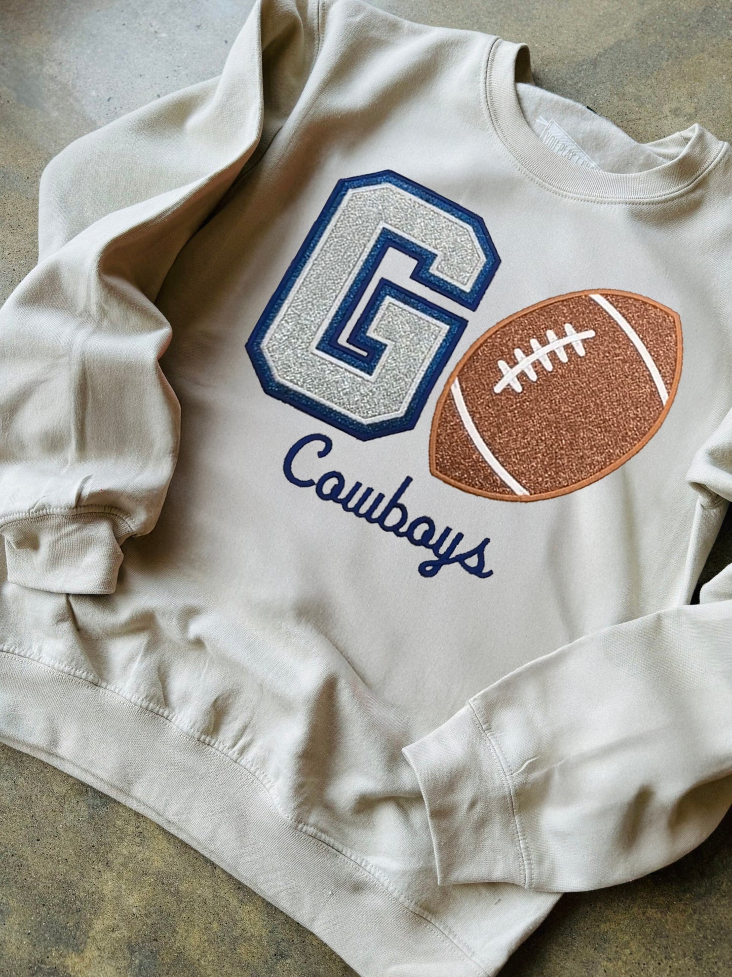 Personalized Glitter Embroidered Football Sweatshirt/Family Sweatshirt