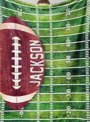 Football Pattern Stripe Custom Name Blanket，Blanket for Boys